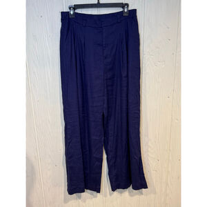 Maeve Linen Wide Leg Pants Size M Blue